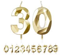 FUZVOL Birthday Cake Candles, Gold Number 30 Candle,Cake Topper Decorations