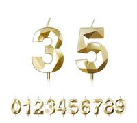 FUZVOL Birthday Cake Candles, Gold Number 35 Candle,Cake Topper Decorations