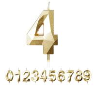 FUZVOL Birthday Cake Candles, Gold Number 4 Candle,Cake Topper Decorations