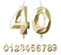 FUZVOL Birthday Cake Candles, Gold Number 40 Candle,Cake Topper Decorations