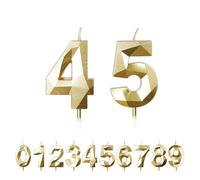 FUZVOL Birthday Cake Candles, Gold Number 45 Candle
