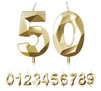 FUZVOL Birthday Cake Candles, Gold Number 50 Candle,Cake Topper Decorations