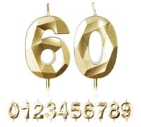 FUZVOL Birthday Cake Candles, Gold Number 60 Candle,Cake Topper Decorations