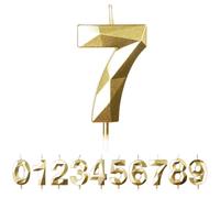 FUZVOL Birthday Cake Candles, Gold Number 7 Candle,Cake Topper Decorations