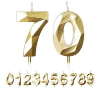 FUZVOL Birthday Cake Candles, Gold Number 70 Candle,Cake Topper Decorations