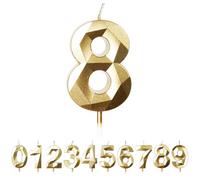 FUZVOL Birthday Cake Candles, Gold Number 8 Candle,Cake Topper Decorations