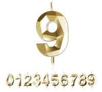 FUZVOL Birthday Cake Candles, Gold Number 9 Candle,Cake Topper Decorations
