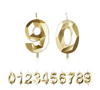 FUZVOL Birthday Cake Candles, Gold Number 90 Candle,Cake Topper Decorations