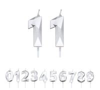 FUZVOL Birthday Cake Candles, Silver Number 11 Candle,Cake Topper Decorations