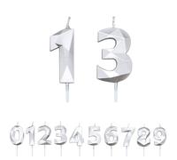 FUZVOL Birthday Cake Candles, Silver Number 13 Candle,Cake Topper Decorations