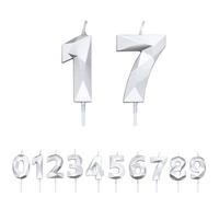 FUZVOL Birthday Cake Candles, Silver Number 17 Candle,Cake Topper Decorations