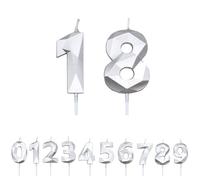 FUZVOL Birthday Cake Candles, Silver Number 18 Candle,Cake Topper Decorations