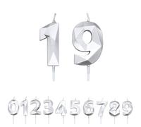 FUZVOL Birthday Cake Candles, Silver Number 19 Candle,Cake Topper Decorations