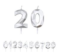 FUZVOL Birthday Cake Candles, Silver Number 20 Candle,Cake Topper Decorations