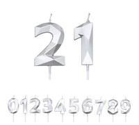 FUZVOL Birthday Cake Candles, Silver Number 21 Candle,Cake Topper Decorations