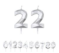 FUZVOL Birthday Cake Candles, Silver Number 22 Candle,Cake Topper Decorations