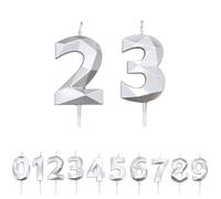 FUZVOL Birthday Cake Candles, Silver Number 23 Candle,Cake Topper Decorations