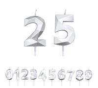 FUZVOL Birthday Cake Candles, Silver Number 25 Candle,Cake Topper Decorations