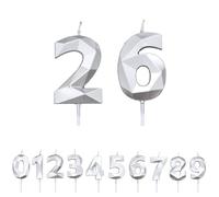 FUZVOL Birthday Cake Candles, Silver Number 26 Candle,Cake Topper Decorations