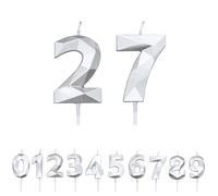 FUZVOL Birthday Cake Candles, Silver Number 27 Candle,Cake Topper Decorations