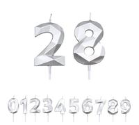 FUZVOL Birthday Cake Candles, Silver Number 28 Candle,Cake Topper Decorations