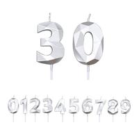 FUZVOL Birthday Cake Candles, Silver Number 30 Candle,Cake Topper Decorations
