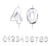 FUZVOL Birthday Cake Candles, Silver Number 40 Candle