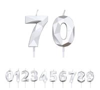 FUZVOL Birthday Cake Candles, Silver Number 70 Candle,Cake Topper Decorations