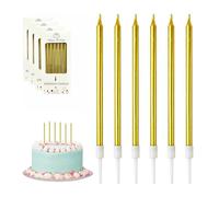 FUZVOL Birthday Candles - 24 Gold Glitter Candles for Party, Wedding, Anniversary Decoration