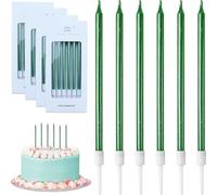 FUZVOL Birthday Candles for Cakes, Boxed Gifts 24 pcs Green Glitter Candles for Party Wedding Anniversary Decoration，Green