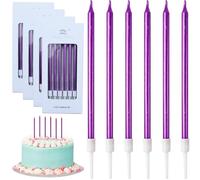 FUZVOL Birthday Candles for Cakes, Boxed Gifts 24 pcs Purple Glitter Candles for Party Wedding Anniversary Decoration，Purple