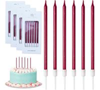 FUZVOL Birthday Candles for Cakes, Boxed Gifts 24 pcs Red Glitter Candles for Party Wedding Anniversary Decoration，Red