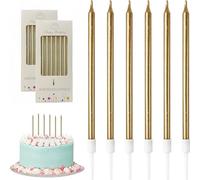 FUZVOL Birthday Candles - Glitter Champagne Gold, 12 pcs for Party, Wedding, Anniversary Decoration