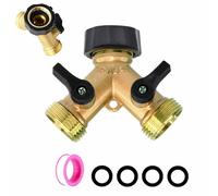 FUZVOL Brass Tap Y Splitter Brass Manifold Two Way Washing Machine Hose Connector 3/4", 2-Way Garden Hose Diverter Washing Machine Y Piece for Standard Faucet Outdoor Tool Fitting