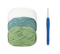 FUZVOL Chunky Yarn for Crochet,Cotton Thick Wool for Crochet 3x50g Beginners Amigurumi Yarn with 4mm Hook,Easy Crochet Starter Kit