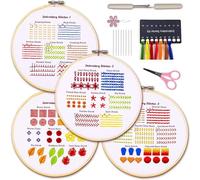 FUZVOL Classic Stitch Practice Embroidery Kit for Adults & Beginners Includes Embroidery Patterns, Stitching Supplies Video Tutorial & Instruction Booklet, Perfect Craft Set for Kids and Adults