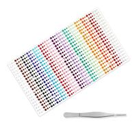 FUZVOL Crystal Rhinestone Stickers 900 Pcs 3mm/4mm/5mm Self Adhesive Jewel with Tweezers of 15 Colors Adhesive Gem Stickers for Face Nails Festivals Makeup DIYand Craft Decorations