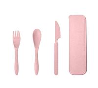 FUZVOL Cutlery Set Reusable Knife Fork Spoon Set with Case Portable Travel Utensils Eco-Friendly Flatware Set 3PCS Service for Outdoor Picnic Camping Pink