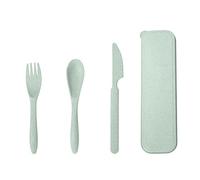 FUZVOL Cutlery Set Reusable Knife Fork Spoon Set with Case Portable Travel Utensils Eco-Friendly Flatware Set 3PCS Service for Outdoor Picnic Camping Green