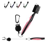 FUZVOL Golf Club Brush Groove Cleaner and Golf Groove Cleaning Brush with Retractable Clip(2 Ft), Ergonomic Design Golf Accessories and Golf Gifts for Men Pink