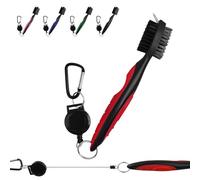 FUZVOL Golf Club Brush Groove Cleaner and Golf Groove Cleaning Brush with Retractable Clip(2 Ft), Ergonomic Design Golf Accessories and Golf Gifts for Men Red