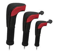 FUZVOL Golf Club Headcover Set Premium Quality,Golf Driver Head Cover 3pcs Universal Fit Covers For Wood Driver, Fairway, Hybrids Red