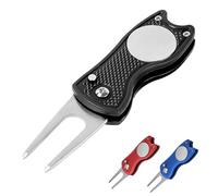 FUZVOL Golf Divot Repair Tool, Divot Tool with Pop-up Button, Small Portable Durable, Golf Gift for Professional Golfers and Men, Black