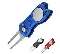 FUZVOL Golf Divot Repair Tool, Divot Tool with Pop-up Button, Small Portable Durable, Golf Gift for Professional Golfers and Men, Blue