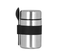 FUZVOL Insulated Food Flask for Food Warming,Stainless Steel Thermos Food Flask Soup Flask Container with Spoon for Lunch & Dinner Food Carrying（Black