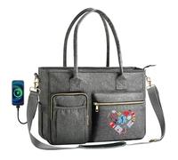 FUZVOL Nurse Bag for Work, 17'' Large Nursing Bags for Nurses, Nurse Tote Bag, Nursing School Essentials, Embroidery-heartpattern, L