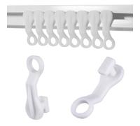 FUZVOL Pack of 50 Pieces White Plastic Curtain Glider Hooks Runners Drapery Track Glider Hooks Easy Fit Curtains Rail Sliding Hooks For Windows Door Shower