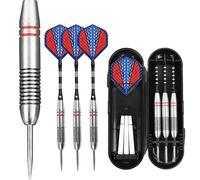 FUZVOL Professional Darts Set Steel Tip-Aluminum Stems Darts Flights with 24 Grams-3 Packs Blue And Red With Case