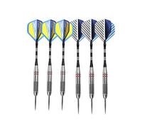 FUZVOL Professional Darts Set Steel Tip-Aluminum Stems Darts Flights with 24 Grams-6 Packs Blue And Yellow