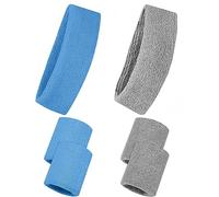 FUZVOL Sweatband Set（6 Pieces）2 Headband 4 Wristband Wrist Sweatband Made of Nylon Moisture Wicking Sweat Absorbing Moisture Soft Sweat Athletic Exercise Running Gym Basketball Tennis.